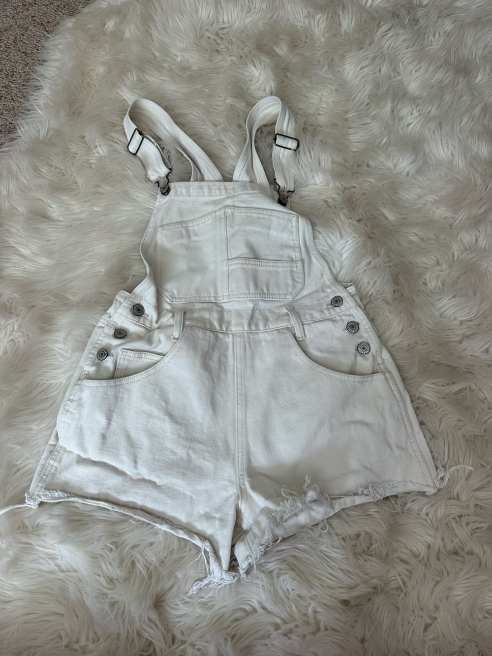 John Galt Brandy Melville White Denim Short Overalls